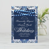 Blue Elegant Wedding Einladung (Stehend Vorderseite)