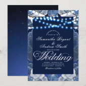 Blue Elegant Wedding Einladung (Vorne/Hinten)