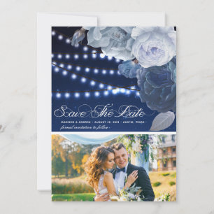 Blue Elegant Wedding Foto Save The Date