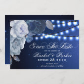 Blue Elegant Wedding Save The Date (Vorne/Hinten)