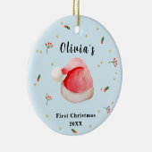Blue Elegant Weihnachtsmannmütze Baby's First Chri Keramik Ornament (Rechts)