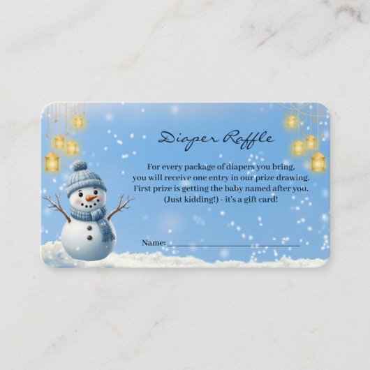 Blue Elegant Whimsical Winter Snowman Baby Dusche Begleitkarte (Vorderseite)