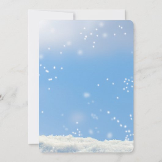 Blue Elegant Whimsical Winter Snowman Baby Dusche Einladung (Rückseite)