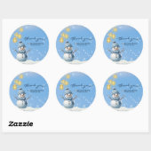 Blue Elegant Whimsical Winter Snowman Baby Dusche Runder Aufkleber (Blatt)