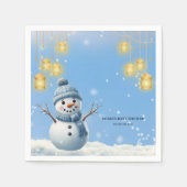 Blue Elegant Whimsical Winter Snowman Baby Dusche Serviette (Vorderseite)