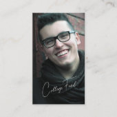 Blue Elegante Abschluss Foto QR Code Uni Fund Begleitkarte (Vorderseite)