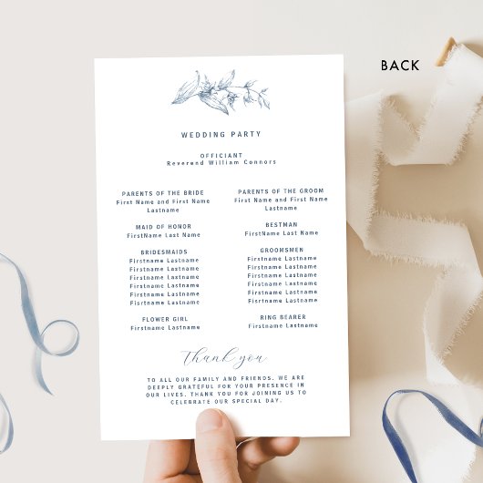 Blue Elegante and Simple Wedding Program