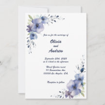 Blue Elegante Blume: Einladung zur Hochzeit