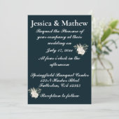 Blue Elegante Blume Floral Wedding Einladung (Stehend Vorderseite)