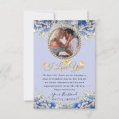 Blue Elegante Blume Foto Ehefrau Jubiläumskarte Dankeskarte (Vorderseite)