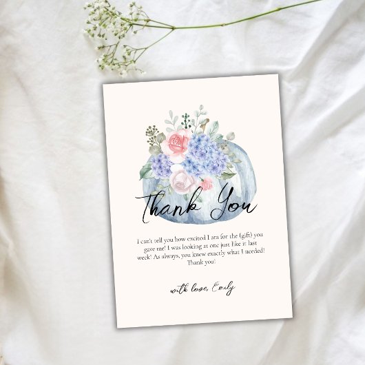 Blue Elegante Blume Pumpkin Fall Baby Dusche Dankeskarte