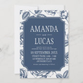 Blue Elegante Chinoiserie Hochzeit Einladung (Vorderseite)