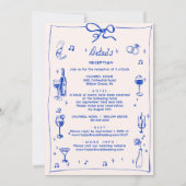 Blue Elegante Cocktail Champagne Wedding Party Einladung (Rückseite)