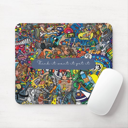 Blue Elegante Doodle Motivierend Zitat Mousepad (Mit Mouse)