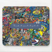 Blue Elegante Doodle Motivierend Zitat Mousepad (Vorne)