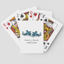 Blue Elegante Dragons Playing Cards