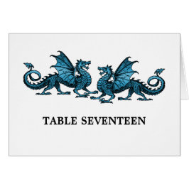 Blue Elegante Dragons Tischnummer Card