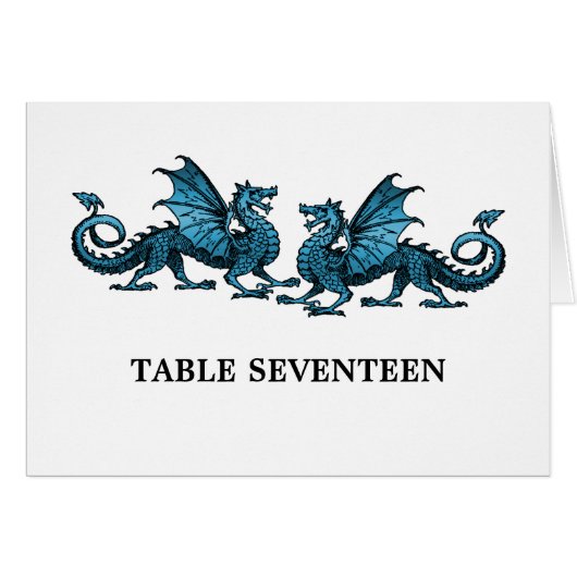Blue Elegante Dragons Tischnummer Card (Vorderseite (Horizontal))