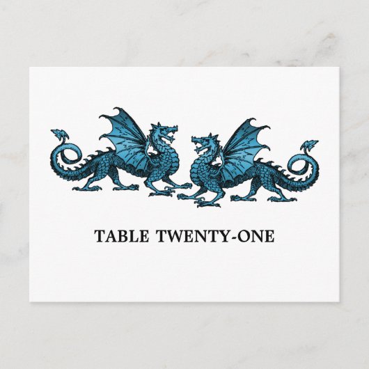 Blue Elegante Dragons Tischnummer Postkarte (Vorderseite)