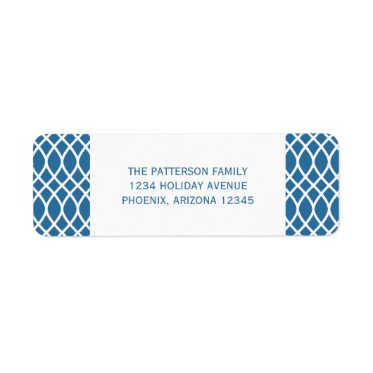 Blue Elegante Lattice Holiday Address Labels (Vorne)