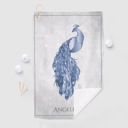 Blue Elegante Peacock Golf Handtuch (Insitu)