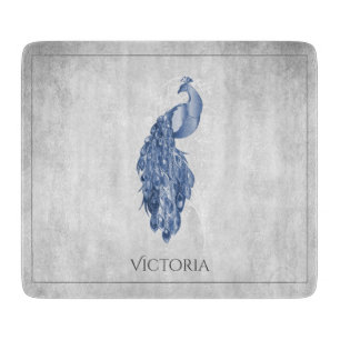 Blue Elegante Peacock Personalisiert Cutting Board Schneidebrett