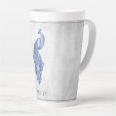 Blue Elegante Peacock Personalisierte Latte-Tasse Milchtasse (Rechte Ecke)