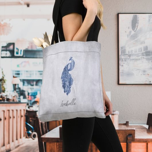 Blue Elegante Pfau Personalisiertes Tessin Tasche