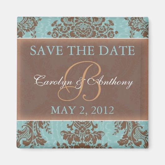 Blue Elegante SAVE THE DATE Magnet (Vorne)