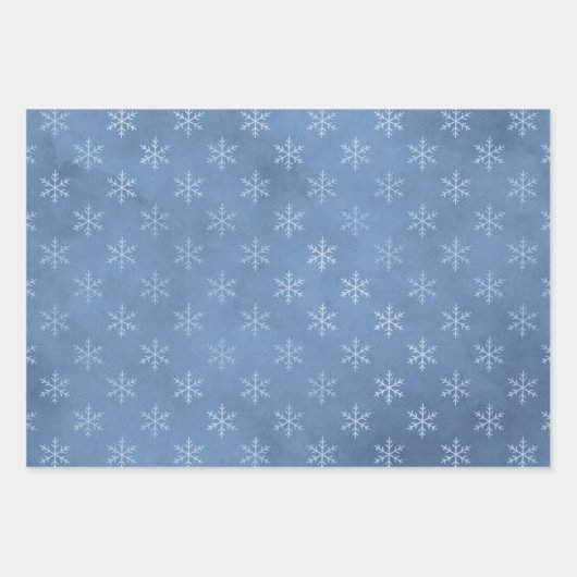 Blue Elegante Snowflake | Weihnachtsfeiertag Geschenkpapier Set (Vorderseite)
