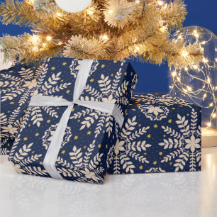Blue Elegante Snowflake Weihnachtswrapping Paper Geschenkpapier