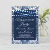 Blue Elegante Verlobung Einladung (Stehend Vorderseite)