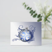 Blue elegante Weihnachtsgrüße PostCards Feiertagspostkarte (Stehend Vorderseite)