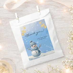 Blue Elegante Whimsical Winter Schneemann Baby Sho Geschenktütchen
