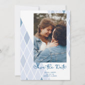 Blue Elegantes Abstraktes Foto Anspruchsvolle Hoch Save The Date (Vorderseite)