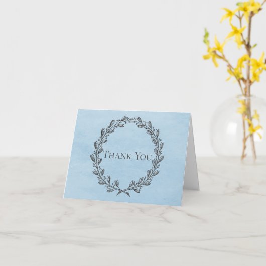 Blue Eleganth Wreath Dankeschön Card Karte (Gelbe Blume)