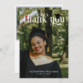 Blue Eleganto White Overlay Foto Graduate Dankeskarte (Vorne/Hinten)