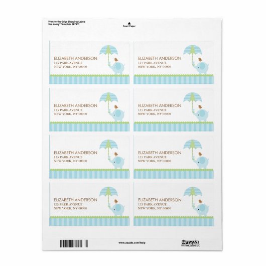 Blue Elephant Address Labels (Vorne)