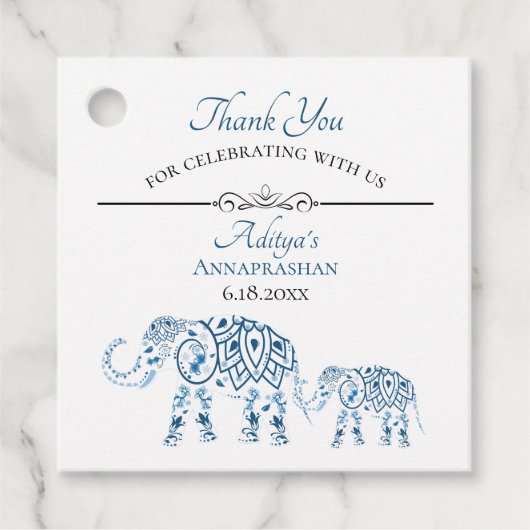 Blue Elephant Annaprashan | Erster Reis Geschenkanhänger (Vorderseite)