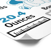 Blue Elephant Baby Birth Statistics Poster (Ecke)