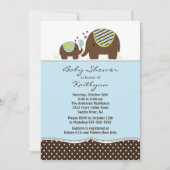 Blue Elephant & Baby Boy Baby Dusche Einladung (Vorderseite)