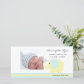 Blue Elephant Baby Boy Birth Annoucement Ankündigung (Stehend Vorderseite)