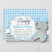 Blue Elephant Baby Boy Dusche einladen Einladung (Vorne/Hinten)