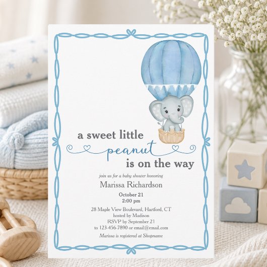 Blue Elephant Baby Boy Dusche Einladung