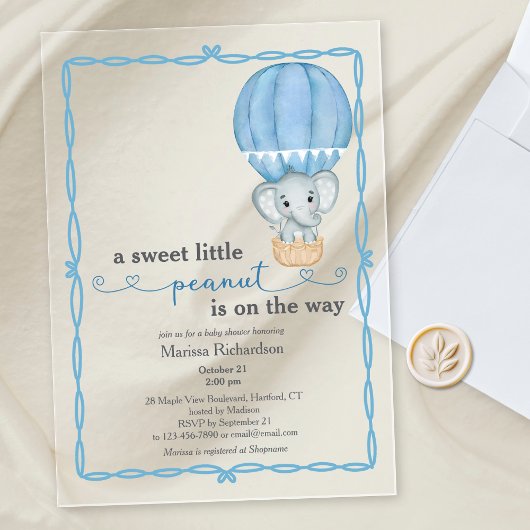Blue Elephant Baby Boy Dusche Einladung