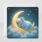 Blue Elephant Baby Boy Dusche Einladung (Vorderseite)