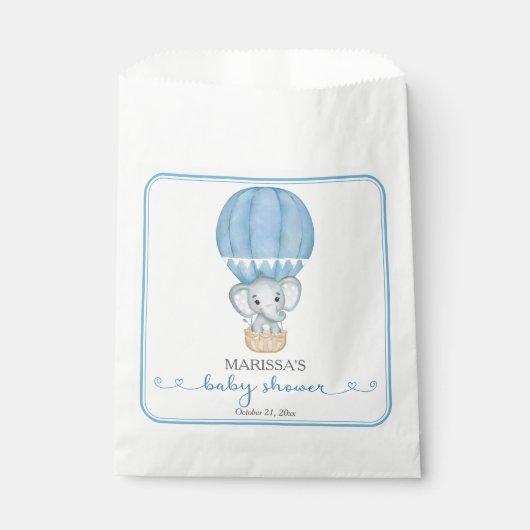 Blue Elephant Baby Boy Dusche Geschenktütchen (Vorderseite)