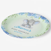 Blue Elephant Baby Boy Dusche Little Peanut Party Pappteller (Schrägansicht)
