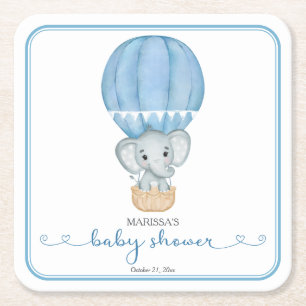 Blue Elephant Baby Boy Dusche Rechteckiger Pappuntersetzer