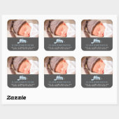 Blue Elephant Baby Boy Geburtshilfeaufkleber Quadratischer Aufkleber (Blatt)